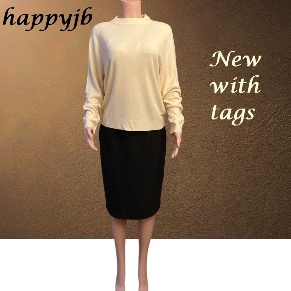 NWT Carolyn Taylor Vintage 90s Sweater Lightweight Long Sleeve Cream L Large